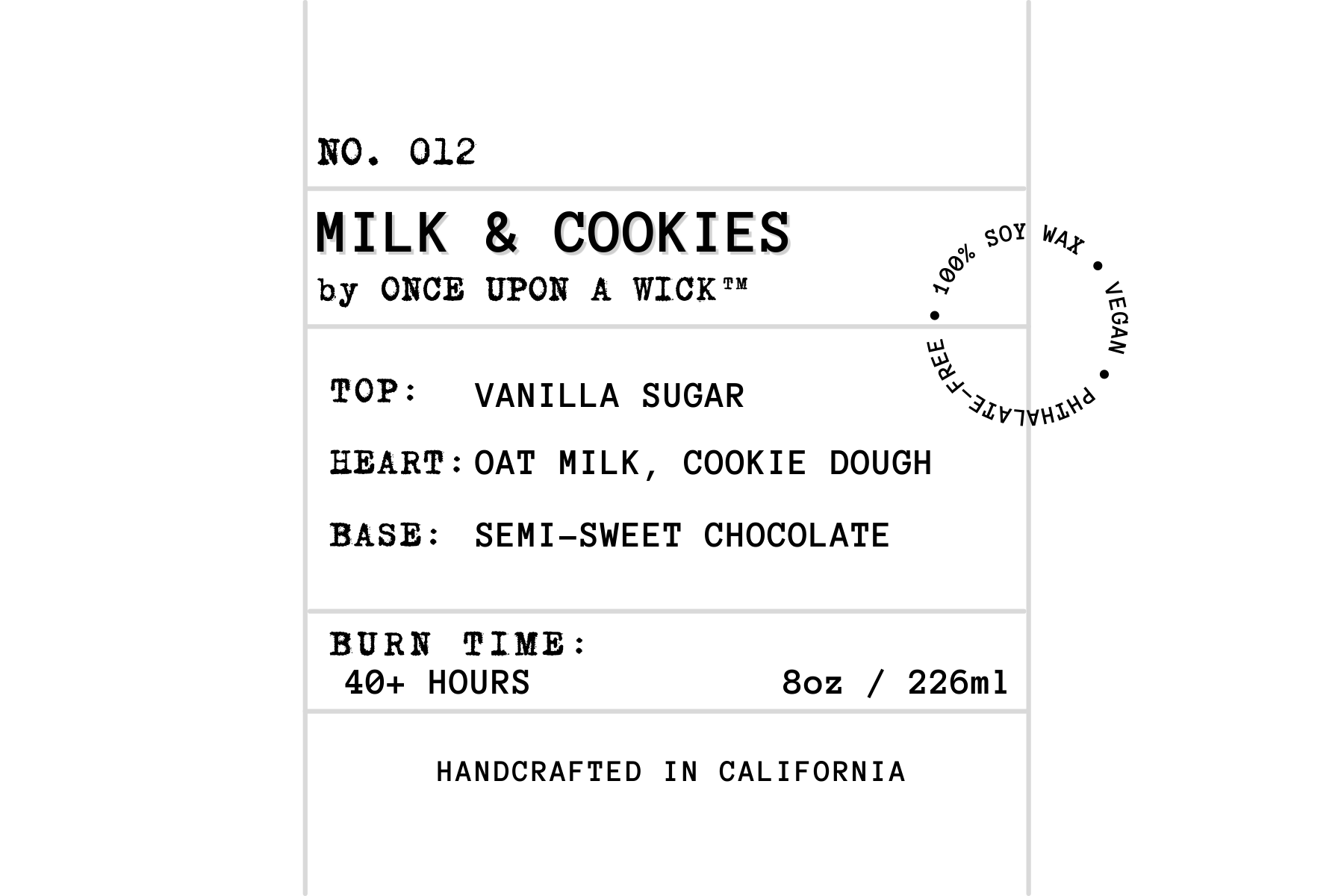 No. 012 | Milk & Cookies ✦ Winter Collection